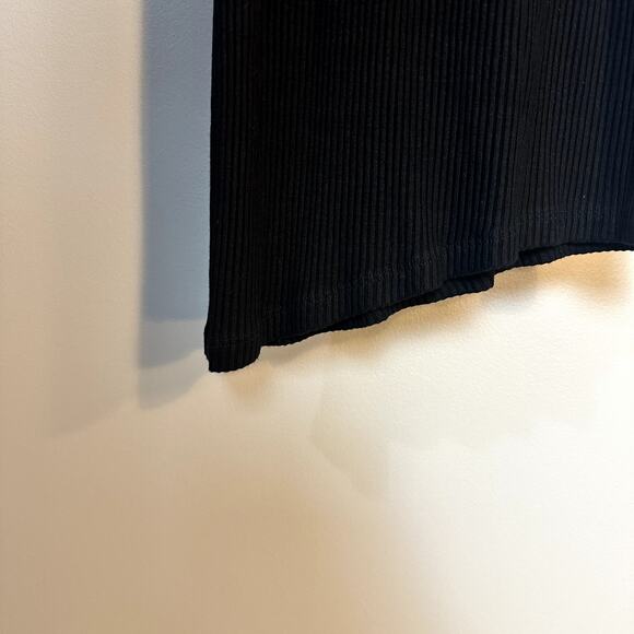 LNA Asymmetrical Cutout Bodycon Black Ribbed Midi Dress Women's Size Medium EUC - Picture 3 of 7